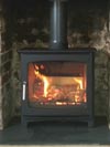 Ecosy Panoramic Ecodesign stove in burnt grey