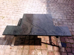 Brazilian slate hearth in preparation