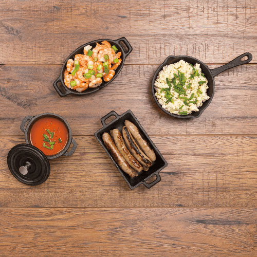 Minature cast iron cook set at Hove Wood Burners